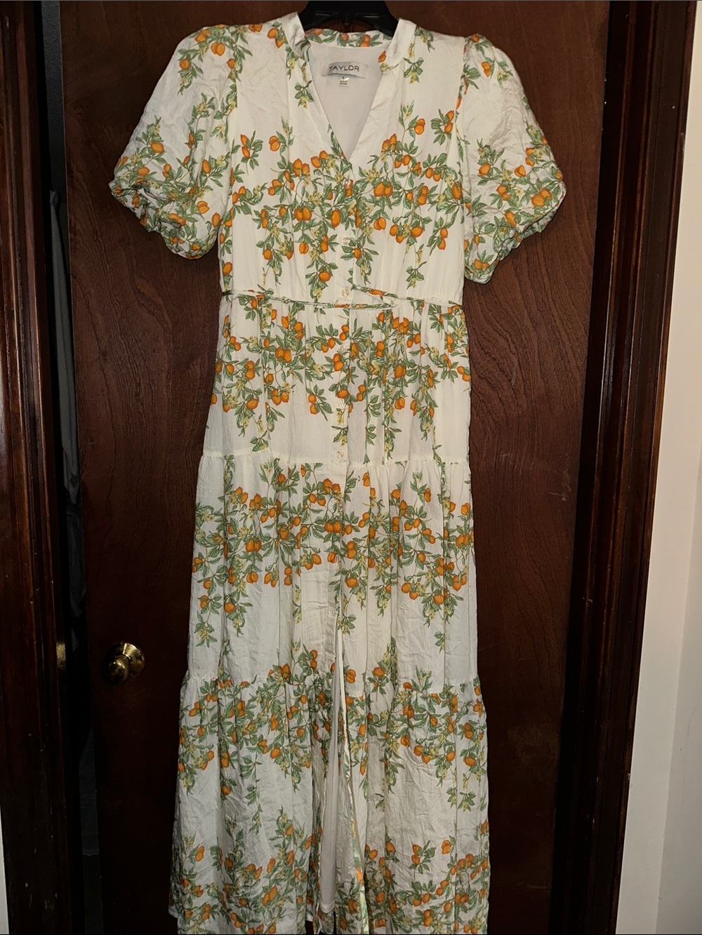 Taylor Cream Maxi Dress with Orange Floral Print